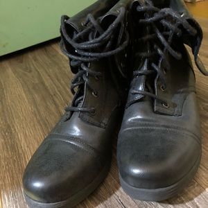 Black studded combat boots